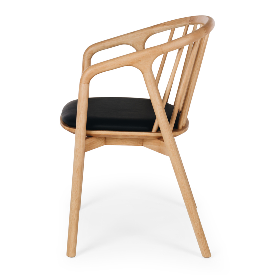NORD Dining Chair Natural Oak and Black PU Seat image 3